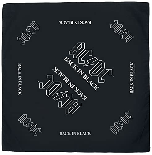 AC/DC Back in Black - Bandana Unisex Foulard Nero 100% Cotone