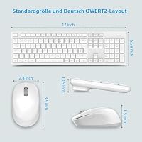 LeadsaiL K786 Tastatur Maus Set Kabellose, Tastatur und Maus, QWERTZ Deutsches Layout Funktastatur mit Maus, Flüsterleiser Tastenanschlag, 2.4 GHz mit 2-in-1 USB Nano Empfänger für PC/Laptop (Weiß) – Ansicht 6
