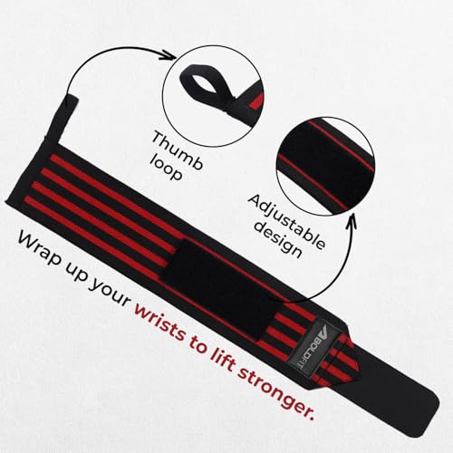 Boldfit Wrist Supporter for Gym Wrist Band for Men Gym & Women with Thumb Loop Straps - Wrist Wrap Gym Accessories for Men Hand Grip & Wrist Support Sports Straps for Gym, Weightlifting - (Red)