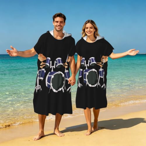 Poncho à capuche léger en microfibre à imprimé jazz original pour homme et femme
