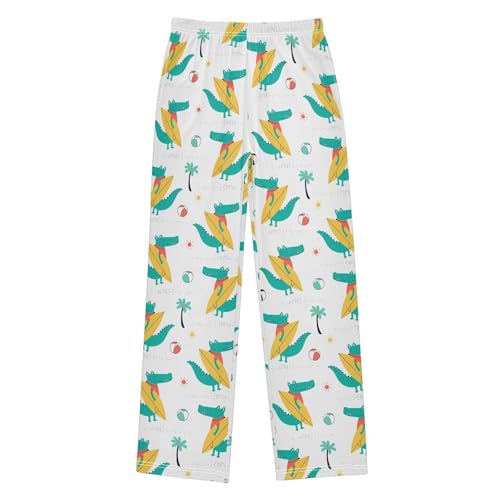 ZZXXB Alligator Surf Boys Long Pants Soft Trousers Elastic Waist Kids Lounge Bottoms with Pockets S-XL