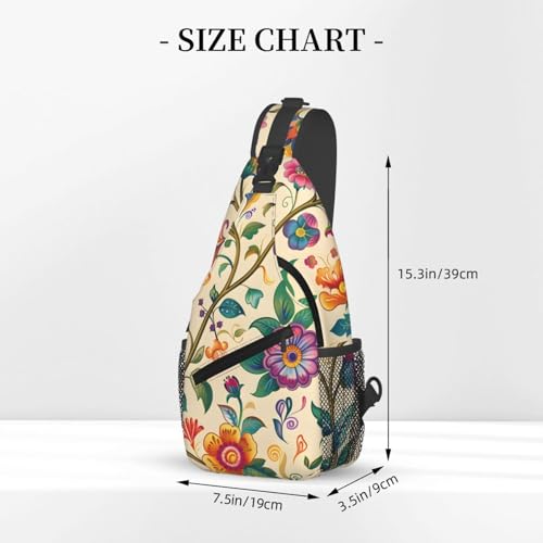 Mochila bandolera Artistic Style Flowers para mujer y hombre miniatura 3
