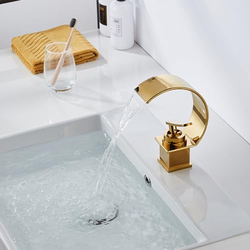Nowoczesna bateria łazienkowa zlew jednouchwytowy kran mieszający mosiądz wodospad design stylowa bateria umywalkowa współczesna oprawa łazienkowa trwała i elegancka