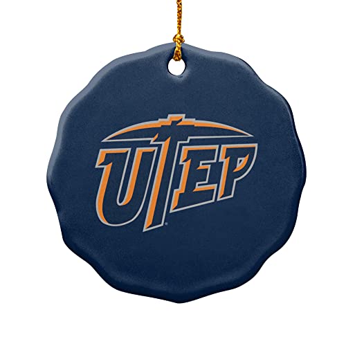 GRAPHICS & MORE University of Texas at El Paso Primary Logo Porcelain Scalloped Holiday Christmas Tree Ornament - 2.8" (7.1 cm)