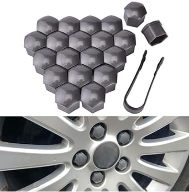 20 Pezzi Copribulloni Ruota per Audi A6 Avant C6 2005–2008, Tappi Dadi Ruota Protezione Antipolvere Estrattore Decorazione Esterna Auto,Grey-17mm