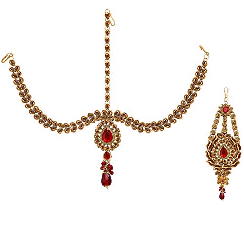 Image of Lucky Jewellery Designer Gold Plated Dulhan Bridal Jewelry Set 8 Pcs. for Girls & Women (3600-WZK-PARENT)