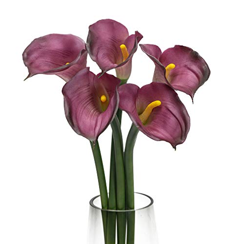 5 Pcs Large Artificial Calla Lily Flowers 25.6'' Long Stem Real Touch Latex Bouquet for Wedding Bridal Bouquet Room Office Party Home Decor Floral Arrangements(Purple 5pcs) - Image 4