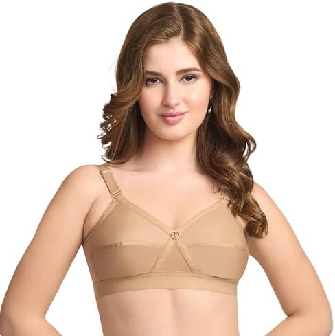 TRYLO KPL Women's Cotton Non-Padded Bra Black/Black Currant/Butter SCOT/Coral/MARUN/Rasberry/Rose Gold/Nude/Sapphire/Skin/White 30 to 40 Available Cups C to I