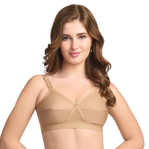 Image of TRYLO KPL Women's Cotton Non-Padded Bra Black /Black Currant /Butter SCOT /Coral /MARUN /Rasberry /Rose Gold /Nude /Sapphire /Skin /White 30 to 40 Available Cups C to I