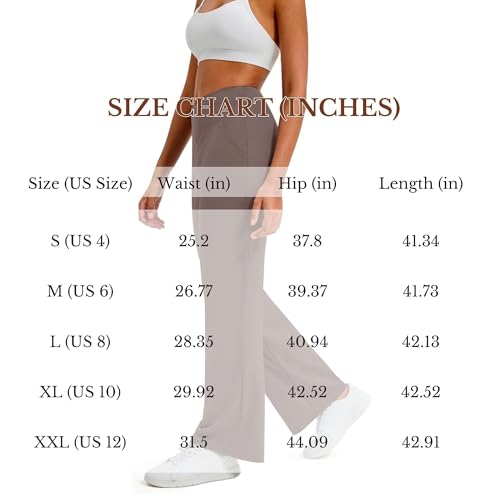 Yoga Pants for Women UK Wide Leg Trousers Ladies Crossover High Waisted Work Gym Straight Leg Elastic Waist Office Dress Casual Sweatpants Yoga Leggings with Pockets White - Image 5