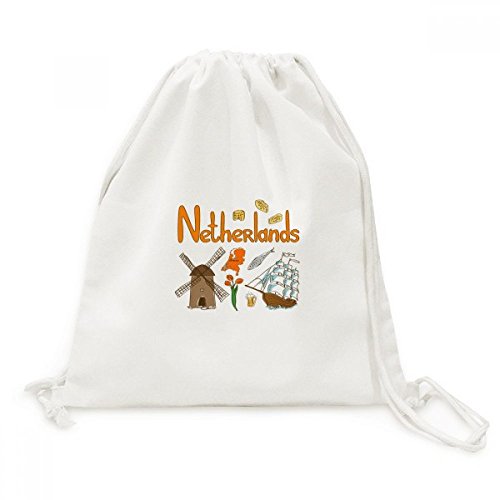 Toile drawstring backpack Pays-Bas sac de voyage léger motif national