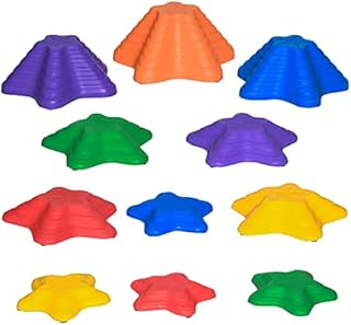 Outsunny 11-Piece Balance Stepping Stones for Kids Starfish Style Non-slip Obstacle Course Stackable Balance Blocks Garden Toys Encourage Toddler Balance Indoor Outdoor - Multicoloured