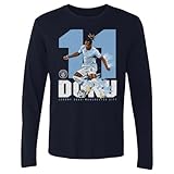 500 LEVEL Jeremy Doku Manchester City Long Sleeve Shirt - Jeremy Doku Manchester City Bold Number WHT (Navy, Large)