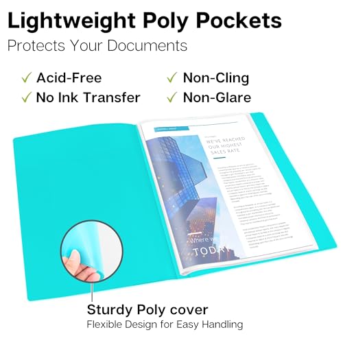 Dunwell Small Presentation Book 5.5x8.5 (2-Pack, Aqua), 24 Pockets Display 48 Half Size Pages, Plastic Binders with Sleeves, 5.5 x 8.5 Mini Booklets, Acid-Free Poly by Dunwell - Image 6