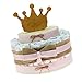 Idea Originale Regalo Torta Pannolini Bambina Neonata per Prima Infanzia, Nascita, Baby Shower Originale ed Economico Principe con Corona (Torta 15 Pezzi)