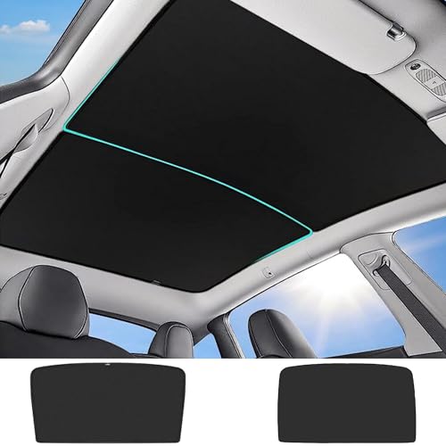 TOPABYTE Sonnendach Sonnenschutz für Tesla Model Y 2020–2024 Faltbarer Schiebedach Sonnenblenden Wärmedämmung Abdeckung Dachfenster UV-Schutz (Schwarz)
