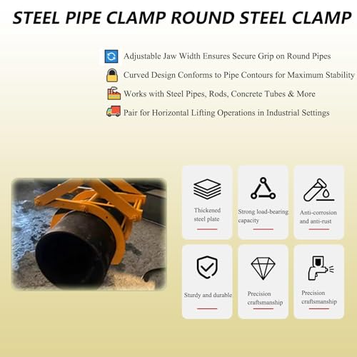 Pinza per sollevamento tubi resistente, strumento rotondo in acciaio con impugnatura autobloccante, apertura regolabile da 100 a 200 mm per un sollevamento sicuro, capacità 1 tonnellata