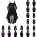 Generisch Mittelalter Kleid Damen, Gothic Kleid Halloween Kostüm Damen Mittelalter Kleidung Gruselig Schwarz Maxikleid Corsagenkleid Mit Trompetenärmel Goth Dress Vampir Renaissance