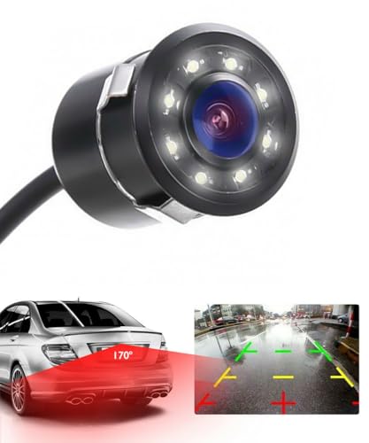 Fabtec Car Reverse Backup Parking Camera for All Cars (8 Led, Drill Type Camera) (AHD/CCD Vision)