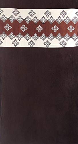 Image of Exporthub 2 Piece Fancy Brown Plain Crush Polyetser with Patch Design Eyelet Long Door Curtain-Length 8 Feet, (EHSPR702 84)