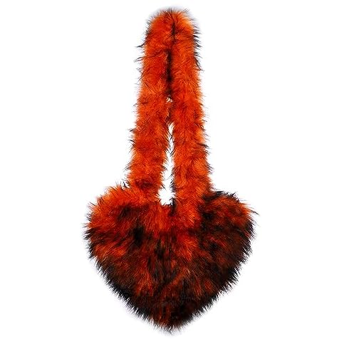 Women's Faux Fur Shoulder Purse Fleece Love Bag Heart Shape Y2k Crossbody Bag Chic Handbag Shoulder Bag Cover