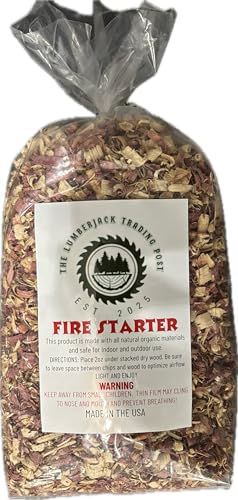 The Lumberjack Trading Post 1 lb Bag Fire Starter/Lighter - Kiln-Dried Cedar. Bonfires, Campfires, Woodburning Stoves, Fireplaces. Indoor/Outdoor Use. Organic, Easy and Fast Ignitor