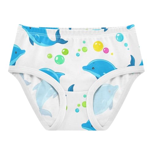 Stylish Toddler Underwear Custom 2t Cotton Girl Panties Cute Cute Blue Cartoon Dolphins White Briefs Kids Undies