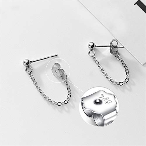 Andpai Personalized Punk Minimalist Ball Bead Tassel Chain Drop Dangle Earrings For Women Men Girls S925 Sterling Silver Tiny Ball Studs Hypoallergenic Pierced Ear Fashion Statement Jewelry (Silver) #TOP3