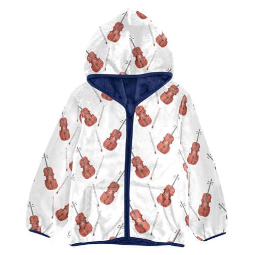 Violin Girls Fleece Jacket Girls Fall Jacket Girls Zip Up Hoodie Girls Sherpa Jacket 2-10T