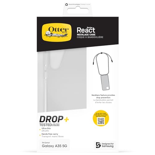 Coque antichoc Otterbox React collier Samsung Galaxy A35 pour éviter les pertes