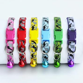 COZY PUPPIES Pet Cat Collar Nylon Small Dog Adjustable Puppy Bell Buckle Kitten( Pack of 2 ) Color May Vary