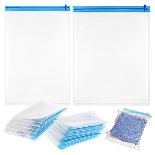 Abaodam 12 Bolsas de Vacío para Viaje, Organizador de Equipaje Azul, Ahorro de Espacio y Protección para Ropa y Ropa de Cama, Material Pa y Pe, Adecuado para Maletas