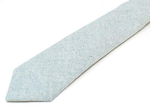Image of Men's Chambray Cotton Skinny Necktie Tie Textured Distressed Style - 2.5 inch Width