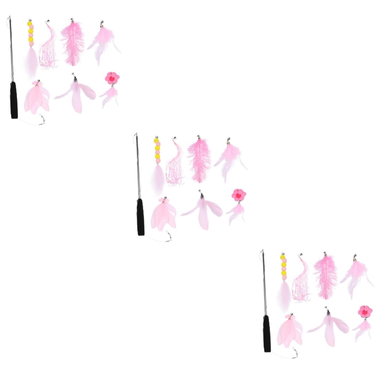 Yardwe 3stücke Pet Cat Toy Angelrute Mit Austauschbaren Köpfen Interaktives Katzenspielzeug Für Katzen Kätzchen Und Senioren Fördert Gesundheit Und Bewegung Teiliges