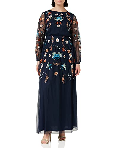 Frock and Frill Vestido Bordado Floral ocasión Especial, Azul Marino, 38 para...