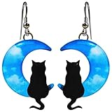 ORECCHINI GATTO SULLA LUNA CON GANCINI