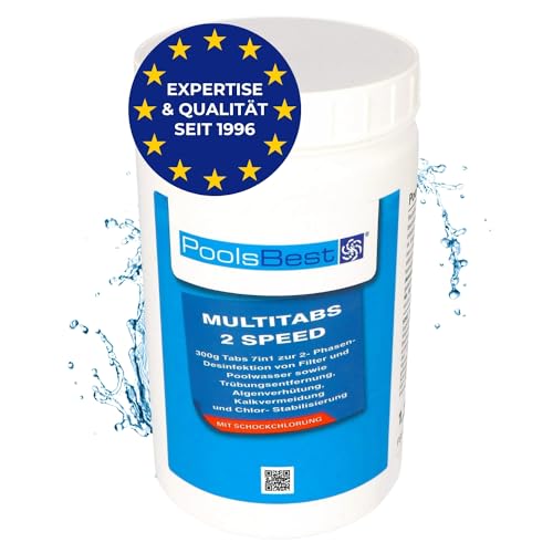 PoolsBest 1,2kg Chlor Multitabs 2 Speed 7 in 1 I 300g Chlortabletten für...