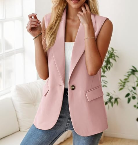 2025 Sleeveless Blazer Vest for Women，Business Casual Sleeveless Blazer Fashion Casual Work Office Blazers Outerwear3
