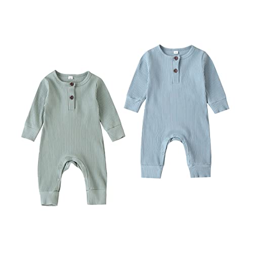 Image of Kuriozud Newborn Infant Unisex Baby Boy Girl Clothes Button Romper Jumpsuit Basic One Piece Outfits