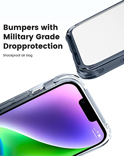 Mkeke For Iphone 14 Case Clear, For Iphone 13 Case, Upgraded Sturdy Phone Case With Protective Bumpers For Iphone 14/13, Gradient Light Black #TOP3