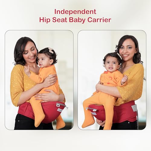 Image of Baby Carrier with Hip Seat, Ergonomic 4 in 1 Carrier Positions, Newborn to Toddler Adjustable Baby Carrier for 4-36 Months, Comfortable Padded Straps, Supports Up to 15 kg (Red)