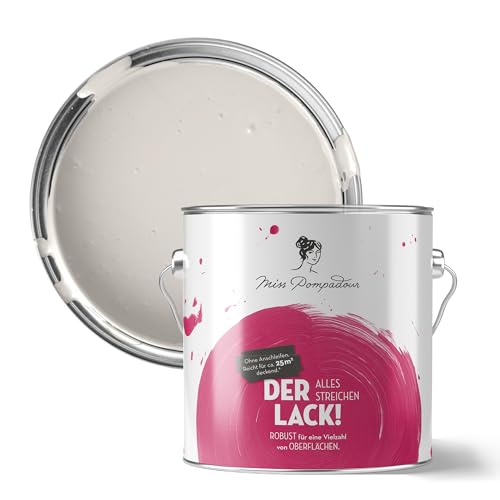 MissPompadour seidenmatte Holzfarbe Innen & Außen 2,5L Beige mit Kaschmir, Möbelfarbe ohne Schleifen - Farbe für Holz, Metall, Kunststoff - Holzlack, Möbellack schnelltrocknend mit hoher Deckkraft MissPompadour seidenmatte Holzfarbe Innen & Außen 2,5L Beige mit Kaschmir, Möbelfarbe ohne Schleifen - Farbe für Holz, Metall, Kunststoff - Holzlack, Möbellack schnelltrocknend mit hoher Deckkraft