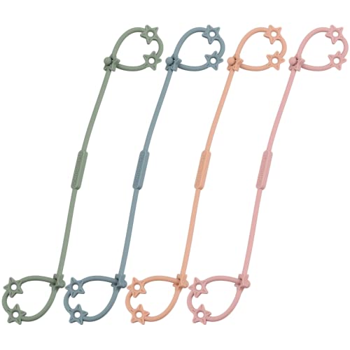 Image of Toy Safety Straps, Adjustable Stretchable Sippy Cup Straps, Sippy Bottles or Pacifier to Stroller, Highchair, Car Seat, Hanging Basket (4Pack, Ether, Sage, Muted, Blush)