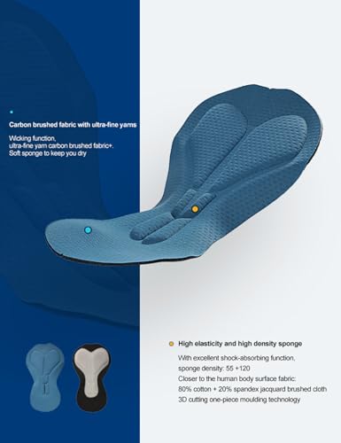 image for INBIKE 3D Padded Cycling Pants for Men, Fleece Lined Road Bike Pants, 