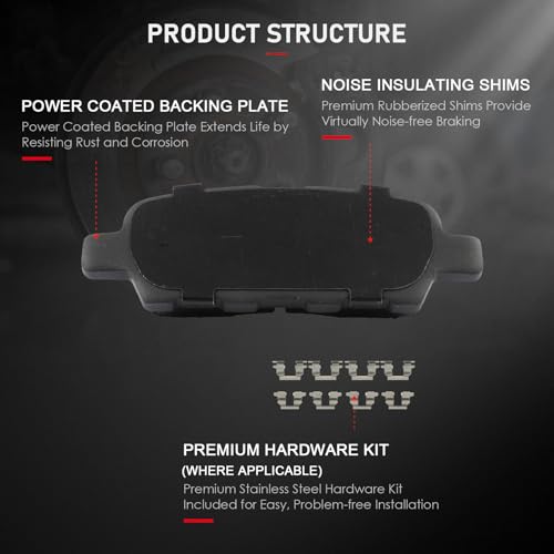 Image of cciyu D1288 Rear Ceramic Disc Brake Pads Kit For INFINITI For EX35 2008-2010,For FX35,For G35,For G37,For M35,For M45,For Q60,For Nissan For Altima,For Juke,For Rogue,For Rogue Select,For Sentra