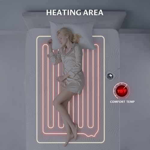 Twin XL Size Electric Heated Mattress Pad - Bed Warmer with Memory & Preheat Functions, 12 Heat Settings Single Control for 1-12 Hours Auto Off, Lighted Button