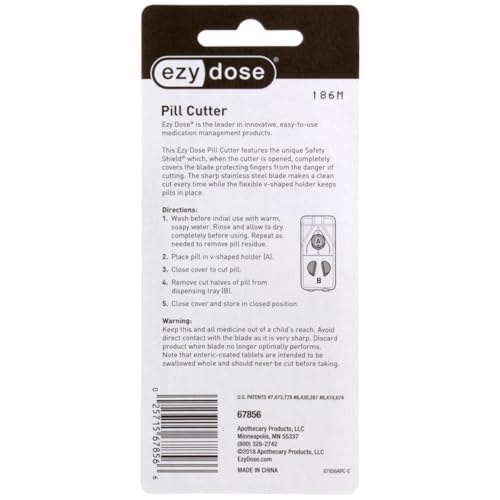 Image of Ezy Dose Pill Cutter and Splitter with Safety Shield, Daily Usage, Safely Cut Pills, Vitamins, Tablets in Half, Accurate and Easy Cutting, Stainless Steel Blade, Travel Sized, Green, BPA Free