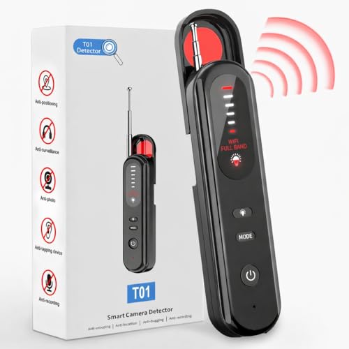 Image of Casaquin T01 Smart Hidden Device Detector & GPS Signal Scanner | Anti-Spy Bugging Scanner for Indoor /Outdoor Privacy Protection | Sound & LED Alert | Privacy Device for Home, Hotel, Travel - Black