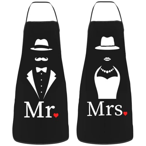 EJRUP 2 Piezas Delantal Mr and Mrs, delantal de cocina para parejas, regalos de boda para recién casados Regalos para Cumpleaños, Navidad, San Valentín