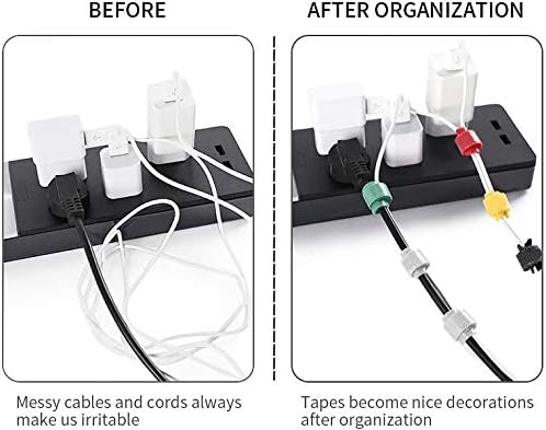 50 PCS Reusable Fastening Cable Ties, 8 Inch Premium Adjustable Cord Ties Black Cord Organization Straps, Microfiber Hook Loop Cable Management Wire Organizer Wrap